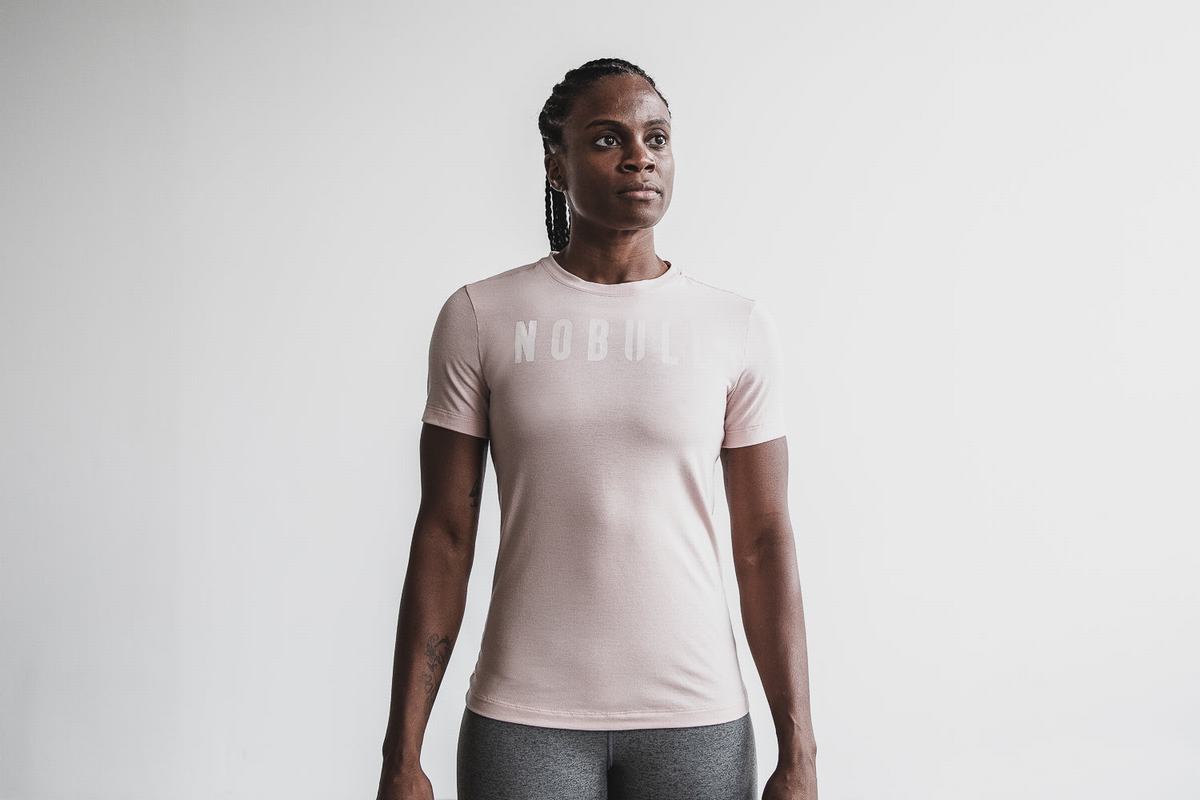 Nobull Women's T Shirts Rose | Australia (NO3280)